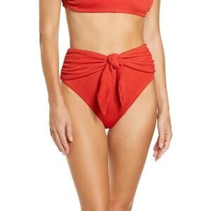 Veronica Beard Azoia Vintage Red Tie Front High Waisted Bikini Bottoms Sz M NWT